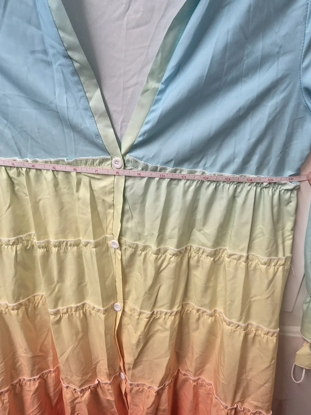 Ombre Tiered Button-Front Dress — Pastel Rainbow